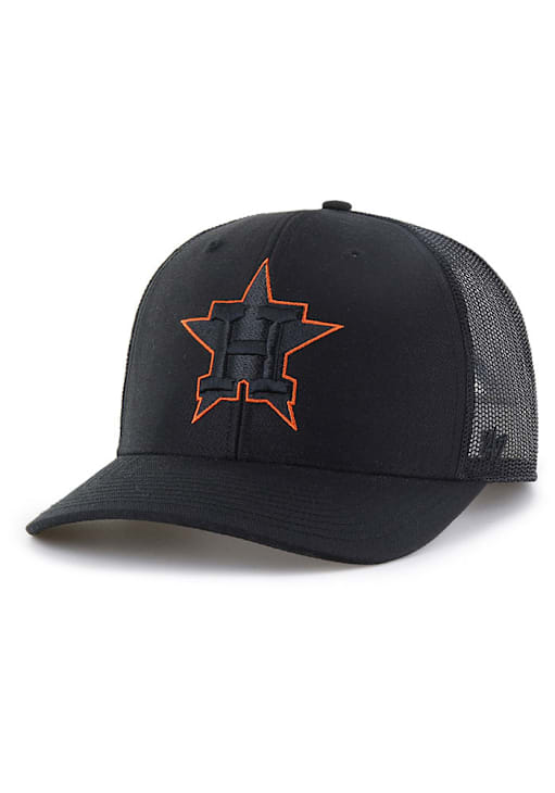 47 Houston Astros BLACK Outline Trucker Adjustable Hat 48023424