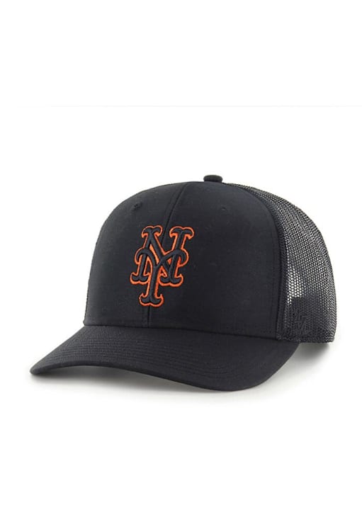 47 New York Mets BLACK Outline Trucker Adjustable Hat 48023428