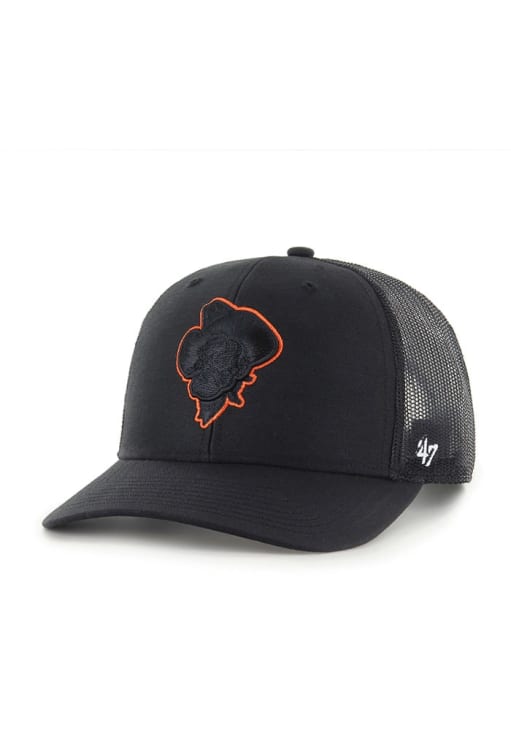 47 Oklahoma State Cowboys Outline Trucker Adjustable Hat - Black