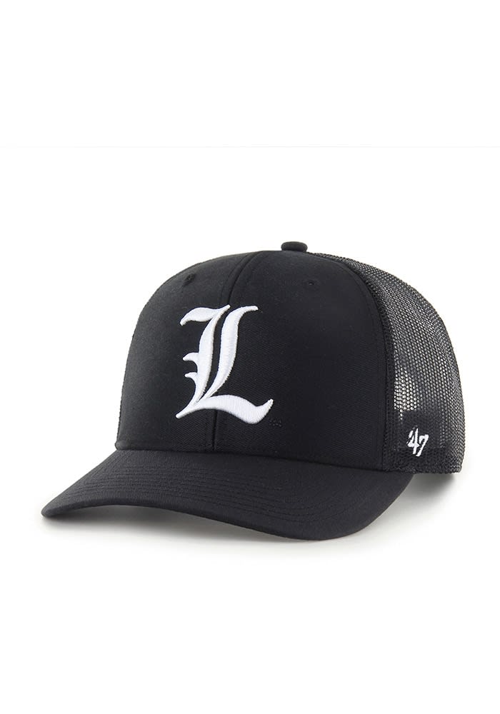 47 Louisville Cardinals BLACK White Logo Trucker Adjustable Hat