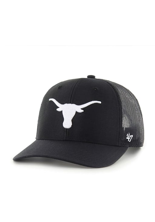 47 Texas Longhorns BLACK White Logo Trucker Adjustable Hat 48023540