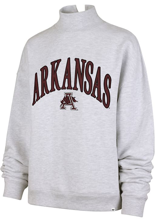 47 Arkansas Razorbacks Womens Grey Vantage Mock Neck Crew Sweatshirt
