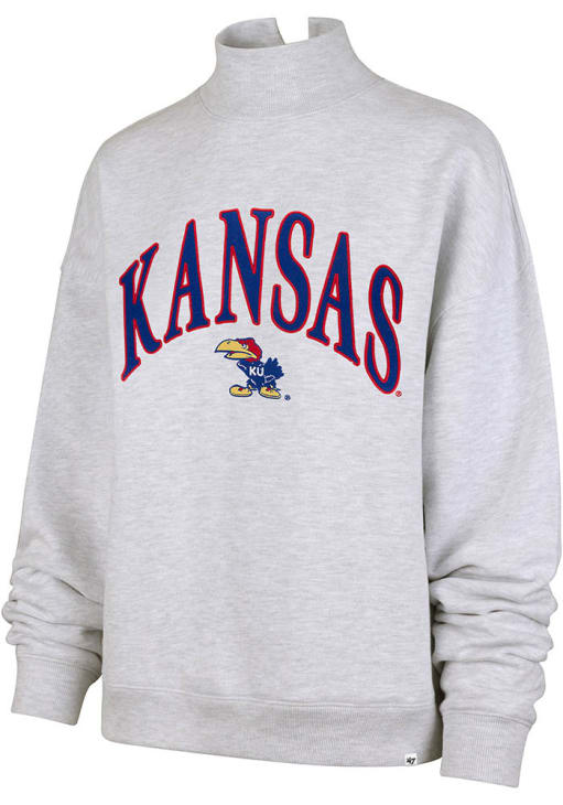 47 Kansas Jayhawks Womens Grey Vantage Mock Neck Crew Sweatshirt