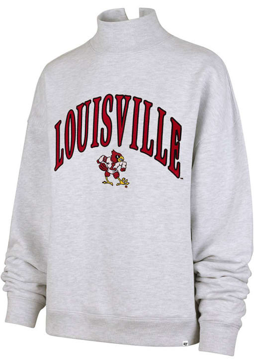 47 Louisville Cardinals Womens Grey Vantage Mock Neck Crew Sweatshirt