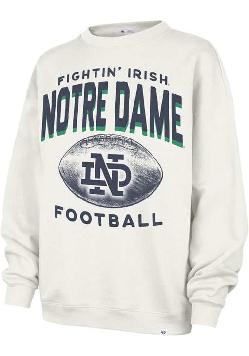 47 Notre Dame Fighting Irish Womens White Arch Cloud Oversized Crew Sweatshirt