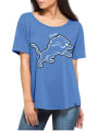 47 Detroit Lions Womens Boyfriend Blue Scoop T-Shirt