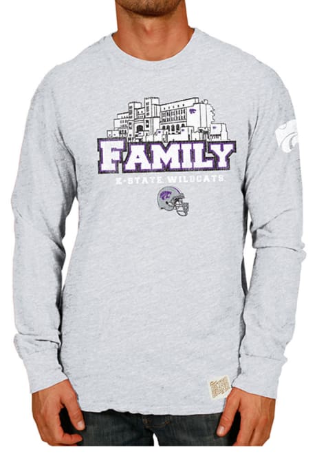 Mens K-State Wildcats Grey Original Retro Brand Wildcat Family Long Sleeve Fashion T Shirt