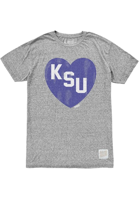 K-State Wildcats Grey Original Retro Brand Purple Heart Short Sleeve Fashion T Shirt