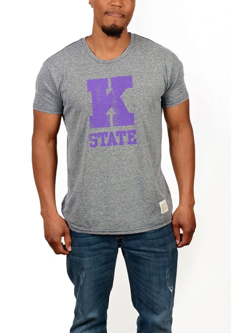 K-State Wildcats Grey Original Retro Brand Big K Short Sleeve Fashion T Shirt