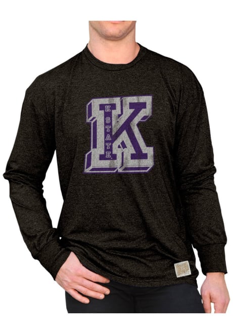 Mens K-State Wildcats Black Original Retro Brand Block Long Sleeve Fashion T Shirt