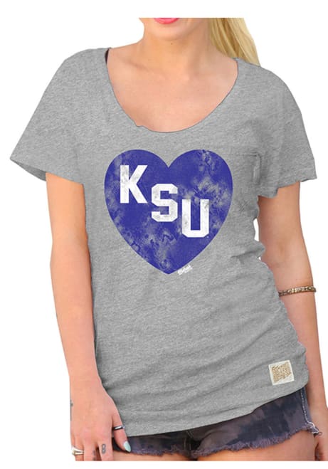 K-State Wildcats Grey Original Retro Brand Heart Tee Short Sleeve T-Shirt