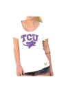 Original Retro Brand TCU Horned Frogs Juniors Pocket White Scoop T-Shirt