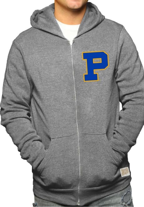 Mens Pitt Panthers Grey Original Retro Brand Block Long Sleeve Zip Fashion