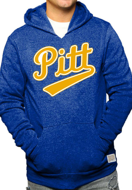 Mens Pitt Panthers Blue Original Retro Brand Script Long Sleeve Fashion Hood