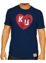 Kansas Jayhawks Original Retro Brand Heart Initial Fashion T Shirt - Navy Blue
