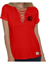 Kansas City Monarchs Womens Original Retro Brand Lace Up T-Shirt - Red