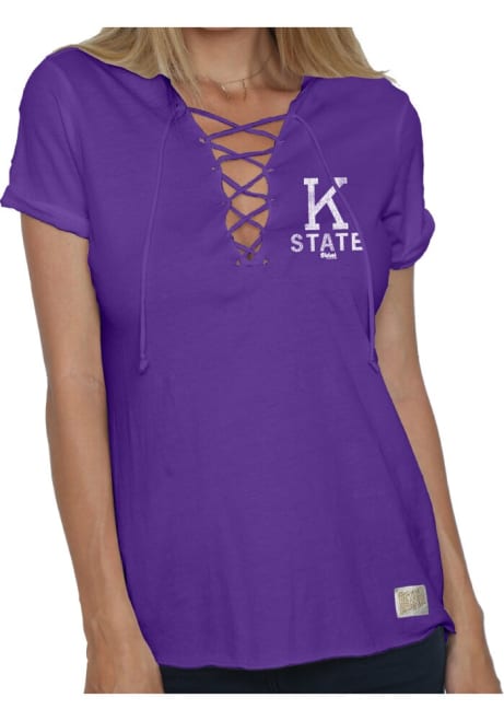 K-State Wildcats Purple Original Retro Brand Esmerelda V-Neck Short Sleeve T-Shirt