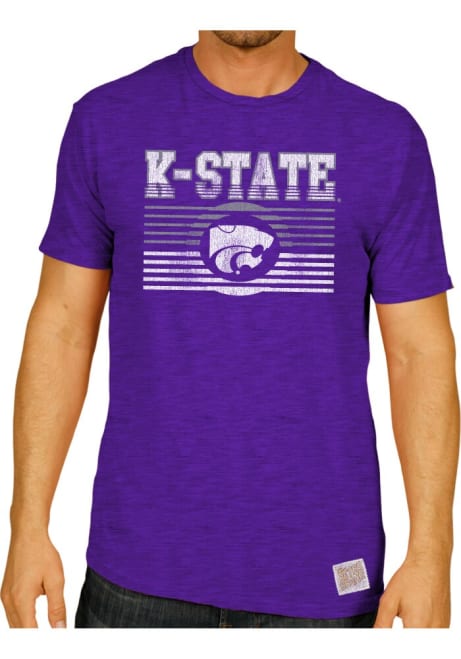 K-State Wildcats Purple Original Retro Brand Linear Powercat Short Sleeve Fashion T Shirt