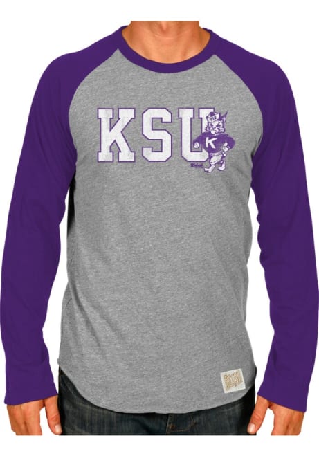 Mens K-State Wildcats Purple Original Retro Brand Raglan Long Sleeve Fashion T Shirt