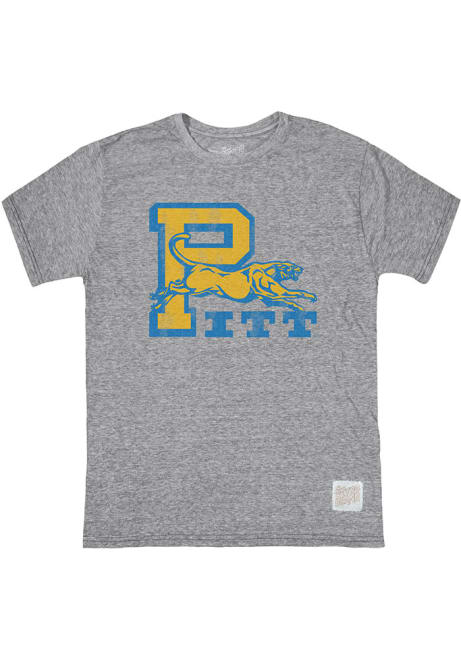 Pitt Panthers Grey Original Retro Brand Tri Blend Distressed Short Sleeve Fashion T Shirt