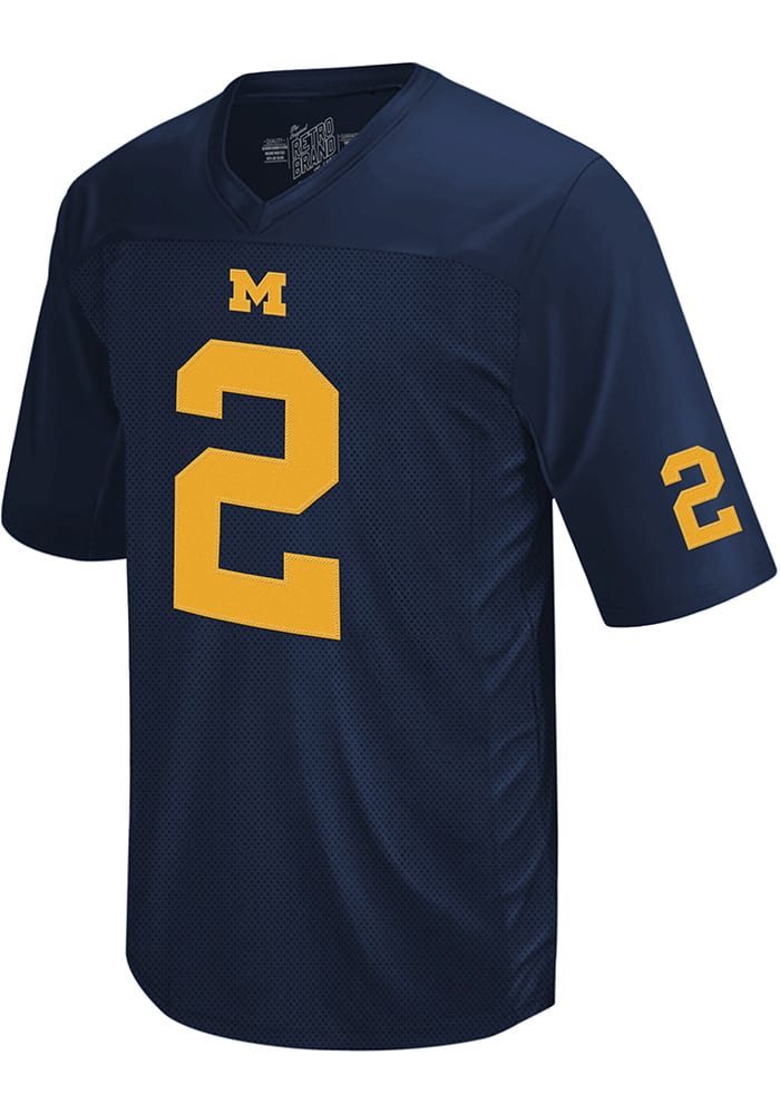 Blake Corum Original Retro Brand Michigan Wolverines Navy Blue Player Football Jersey