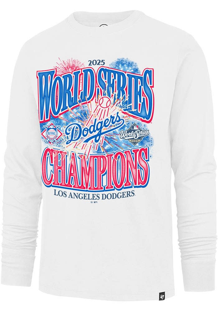 47 Los Angeles Dodgers White 2025 World Series Champions Fireworks