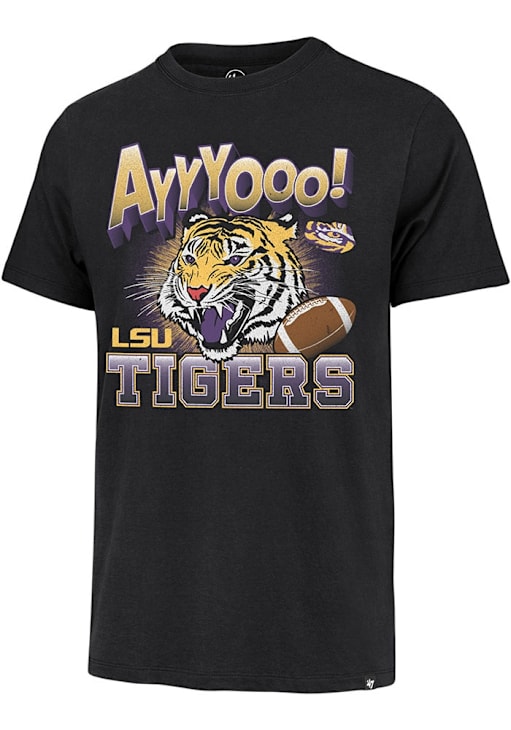 47 LSU Tigers BLACK Football AYYYOOO Football Short Sleeve Fashion