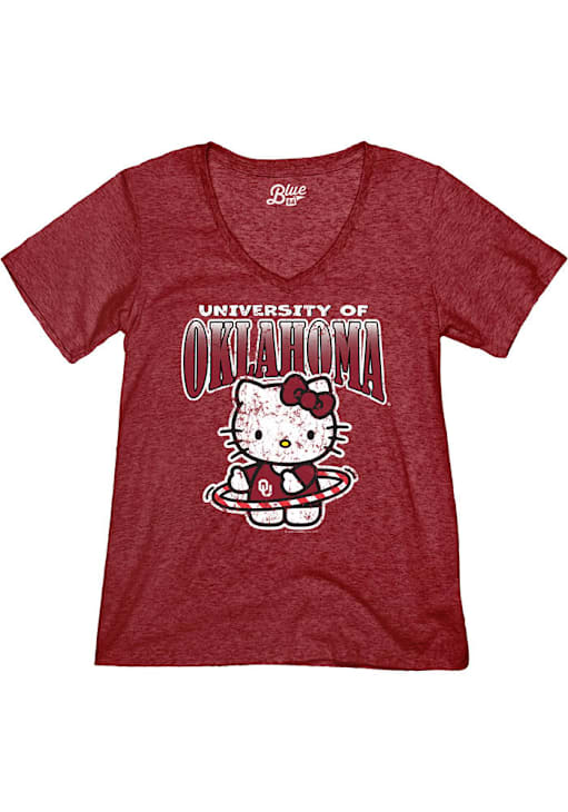 Oklahoma Sooners Womens CRIMSON Hello Hoops T-Shirt 4892516