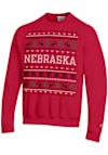 Main image for Mens Nebraska Cornhuskers Red Champion Christmas Crew Sweatshirt