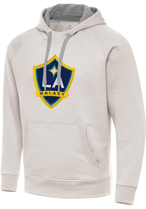 Antigua LA Galaxy Mens CREAM Full Front Victory Hoodie 49748284