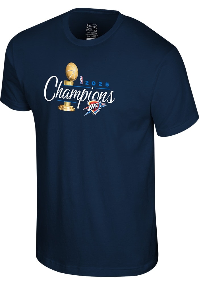 Oklahoma City Thunder NAVY 2025 Finals Champions Short Sleeve T