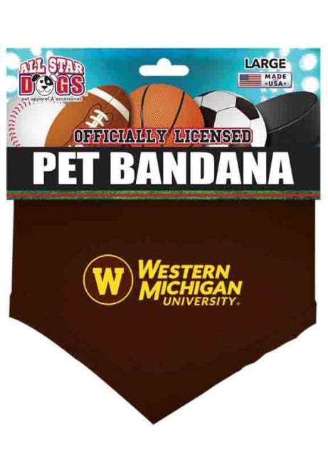 Brown Western Michigan Broncos Logo Pet Bandana