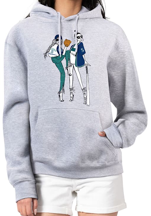 4Her Seattle Mariners Womens GREY HEATHER Baseball Girls Hoodie