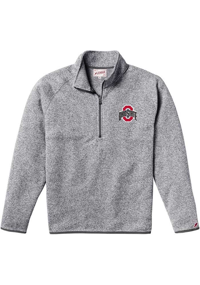 Mens GREY Buckeyes Ohio State Buckeyes Saranac Long Sleeve Qtr Zip