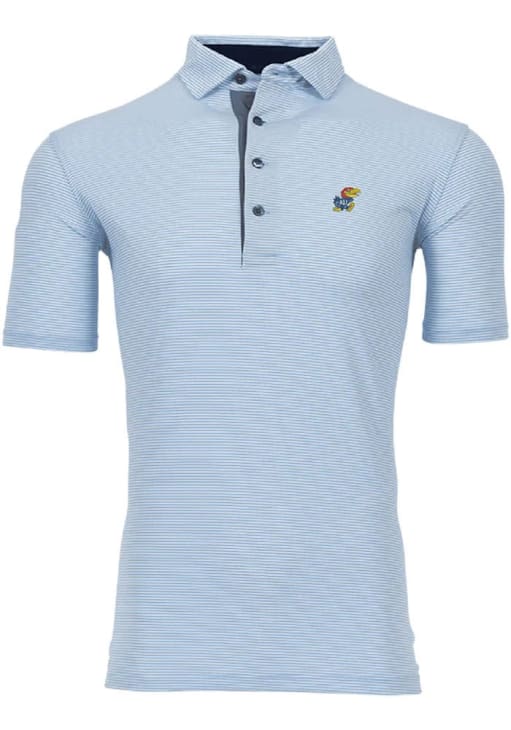 Greyson Kansas Jayhawks Mens Light Blue Saranac Short Sleeve Fashion Polo