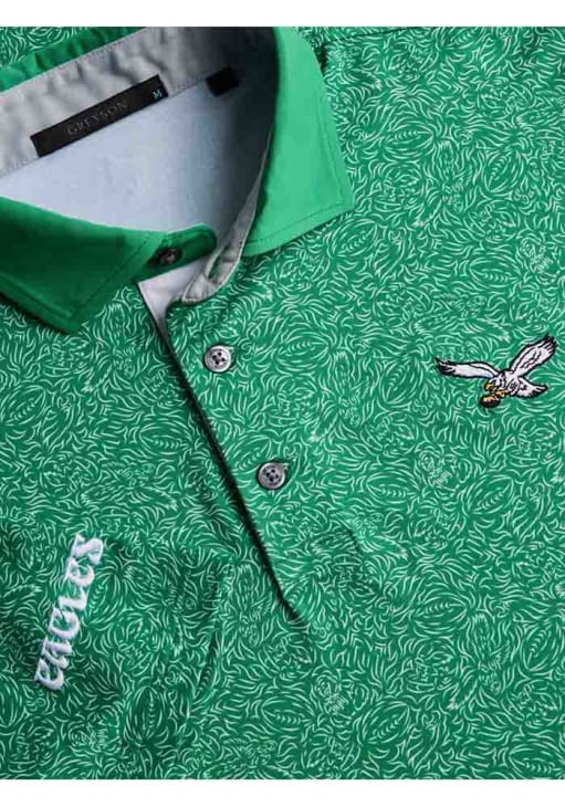 Greyson Philadelphia Eagles Mens Kelly Green Custom Short Sleeve Fashion Polo