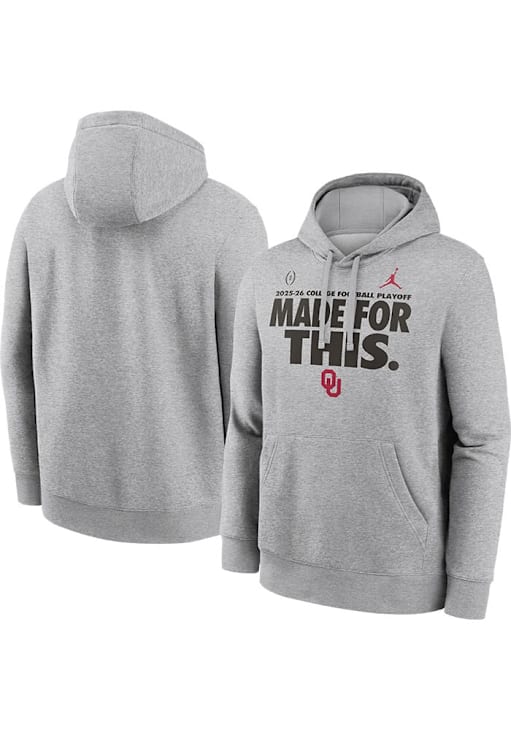 Nike Oklahoma Sooners Mens Dark Grey 2025 CFP Bound Made For This Long Sleeve Hoodie