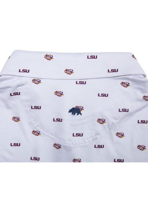 Onward Reserve LSU Tigers Mens White Performance Short Sleeve Fashion Polo