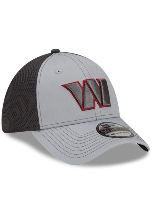 New Era Washington Commanders Mens Grey Grayed Out Neo 39THIRTY Flex Hat