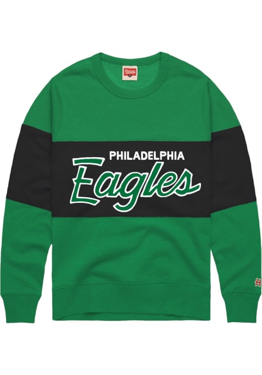 Homage Philadelphia Eagles Mens Kelly Green Retro Stripe Long Sleeve Fashion Sweatshirt