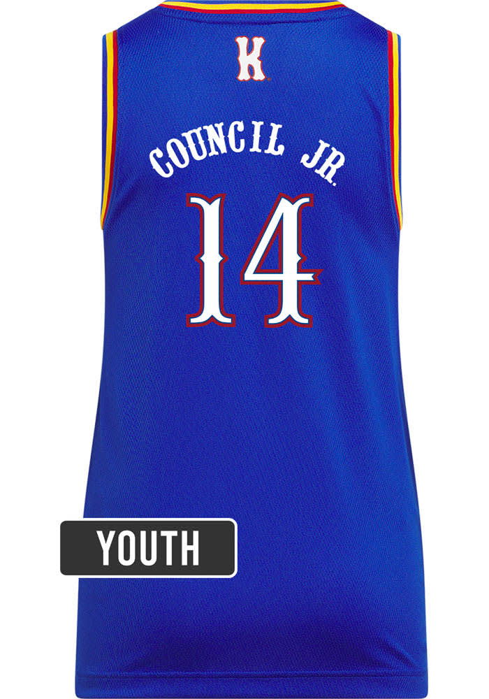 Kansas Jayhawks Melvin Council Jr. Youth ROYAL NIL Name And Number