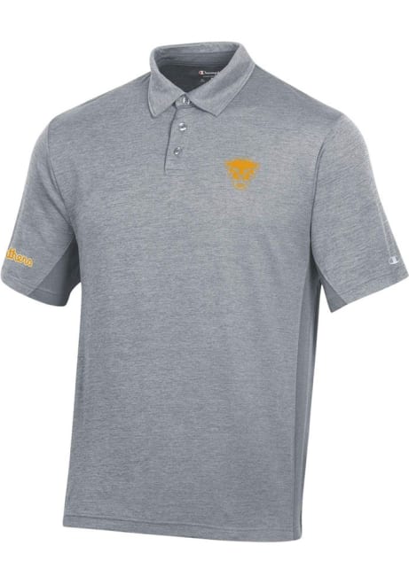 Mens Pitt Panthers Grey Champion #Univ of Pittsburg Short Sleeve Polo Shirt