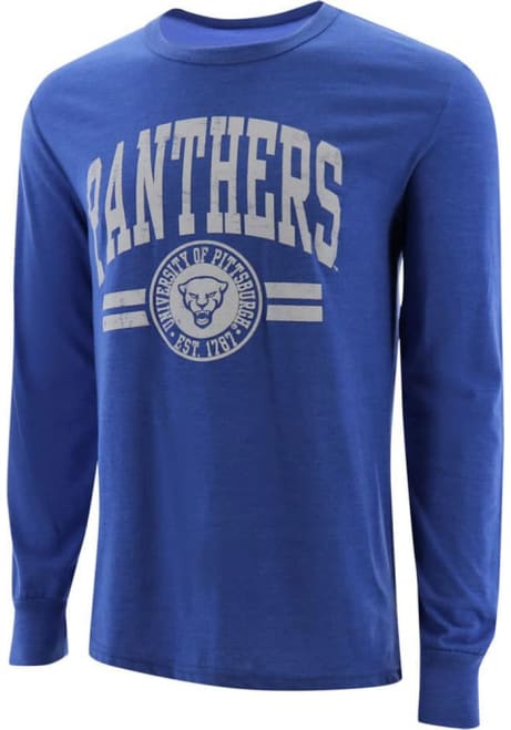 Mens Blue Pitt Panthers Team Design Long Sleeve Fashion T Shirt