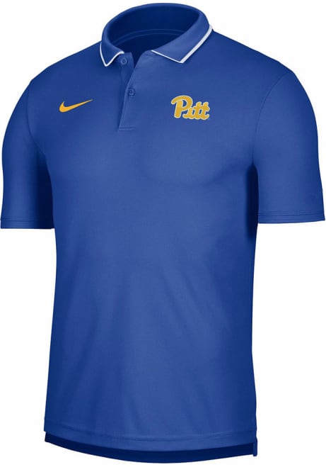 Mens Blue Pitt Panthers #Univ of Pittsburg Short Sleeve Polo Shirt