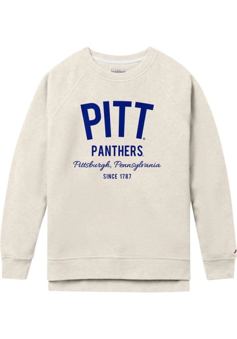 Womens Oatmeal Pitt Panthers Team Crew Sweatshirt