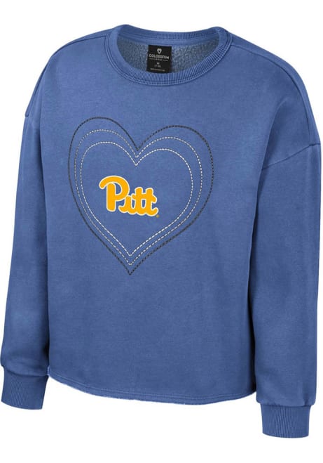 Girls Pitt Panthers Blue Colosseum Team Long Sleeve Hooded Sweatshirt