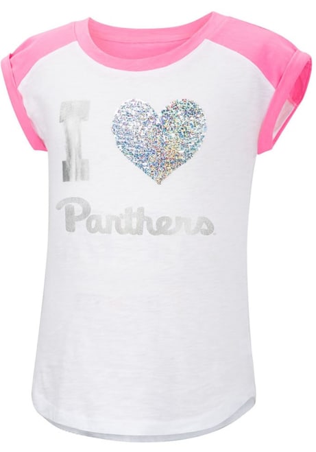 Girls White Pitt Panthers Team Short Sleeve Fashion T-Shirt