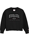 Main image for Womens Black Nebraska Cornhuskers Reverse Fleece Oversized Crew Sweatshirt