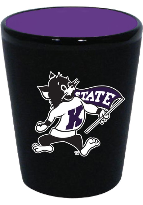 Black K-State Wildcats 2oz Ceramic Matte Mascot Shot Glass
