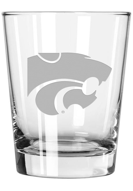 White K-State Wildcats 15oz Etched Rock Glass